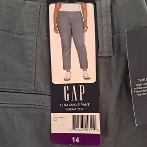 Gap Slim Ankle Pant Womens 14 Blue NWT Stretch Mid Rise Cropped 835-287-CB5